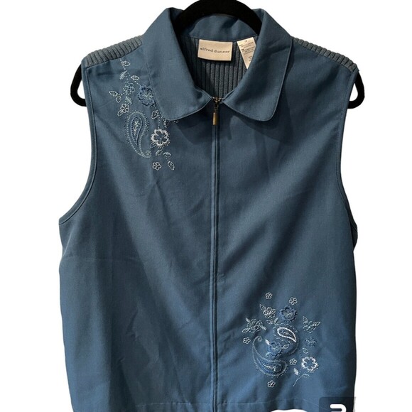 Alfred Dunner Vest Womens Sz 16 Zip Up Floral Embroidered grannycore casual boho - Picture 1 of 8